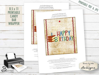 Happy Birthday Hershey Wrapper - PRINTABLE