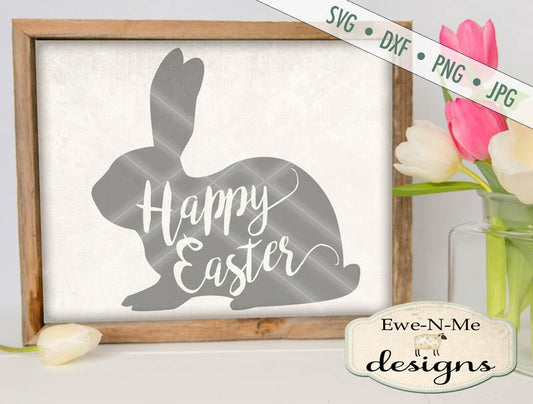 Happy Easter Bunny Silhouette - SVG
