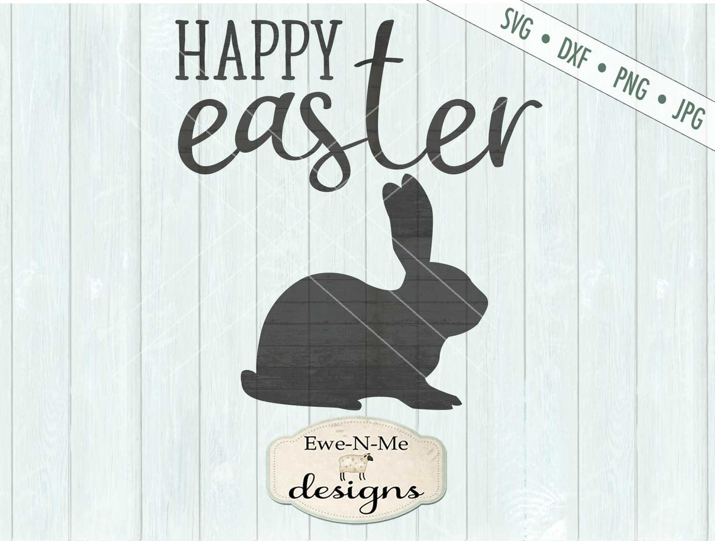 Happy Easter with Bunny Silhouette - SVG