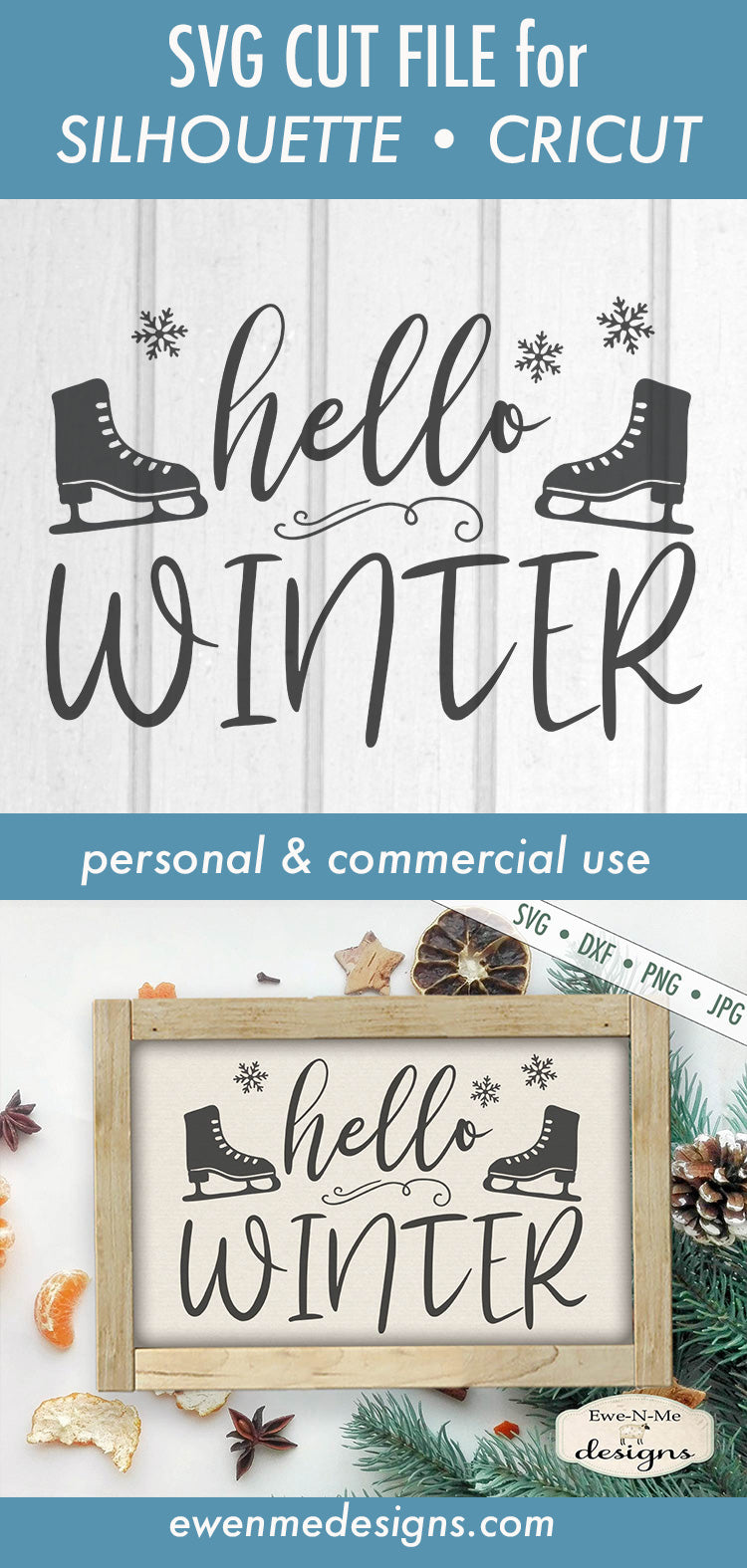 Hello Winter - Ice Skates - SVG