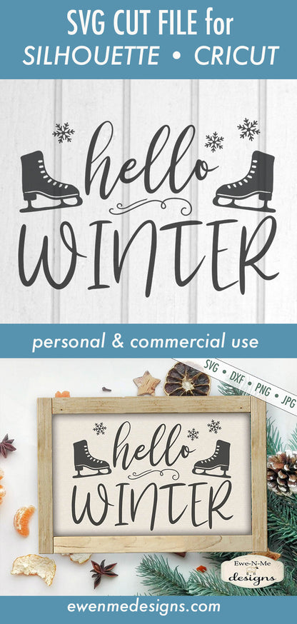 Hello Winter - Ice Skates - SVG