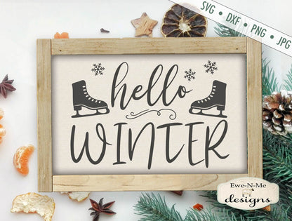 Hello Winter - Ice Skates - SVG
