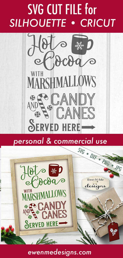 Hot Cocoa Marshmallow Candy Canes - SVG