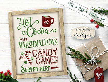 Hot Cocoa Marshmallow Candy Canes - SVG