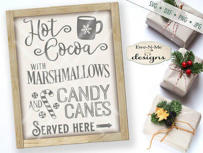 Hot Cocoa Marshmallow Candy Canes - SVG