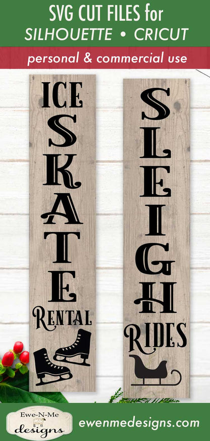 Sleigh Rides - Skate Rental - Vertical Christmas - SVG