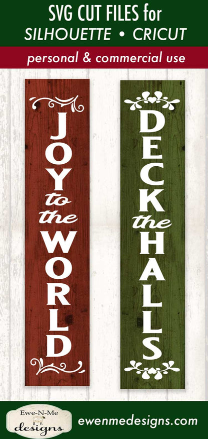 Joy To The World - Deck The Halls - Vertical Christmas - SVG