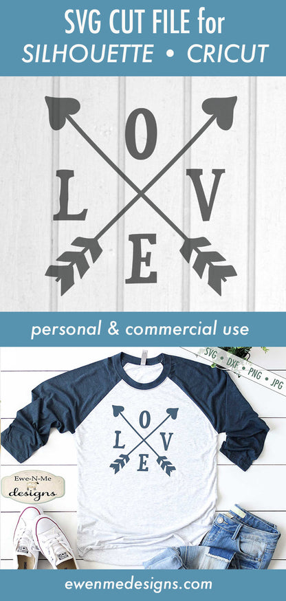 Love - Crossed Arrows - Valentine - SVG