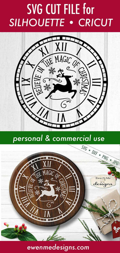 Christmas Clock Face - Believe In Magic - SVG