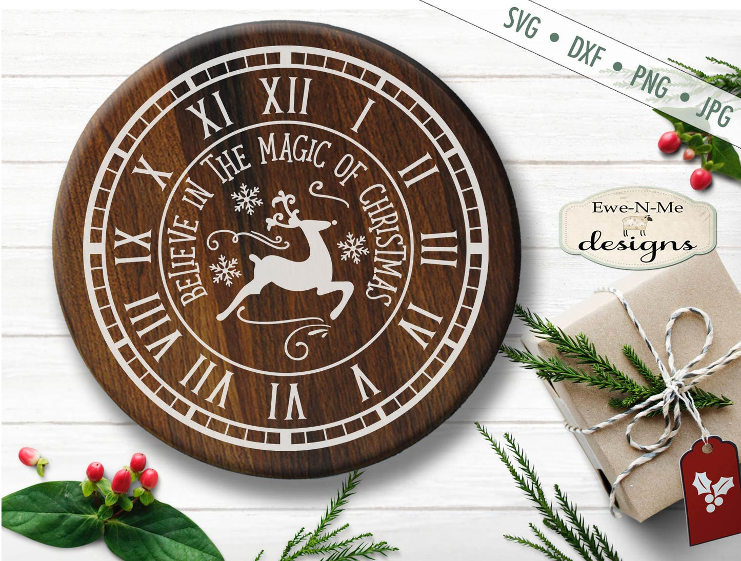 Christmas Clock Face - Believe In Magic - SVG