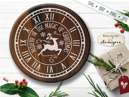 Christmas Clock Face - Believe In Magic - SVG