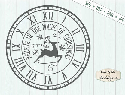Christmas Clock Face - Believe In Magic - SVG