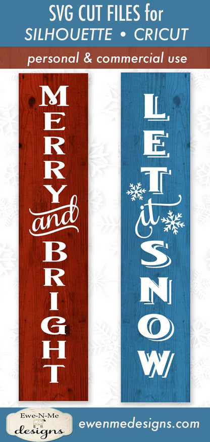 Merry & Bright - Let It Snow Vertical - SVG
