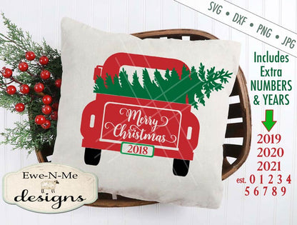 Back of Truck Merry Christmas - SVG