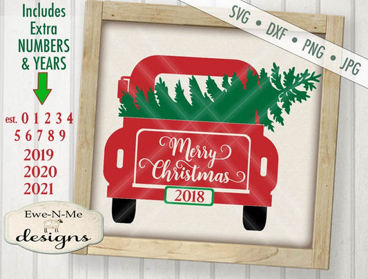 Back of Truck Merry Christmas - SVG