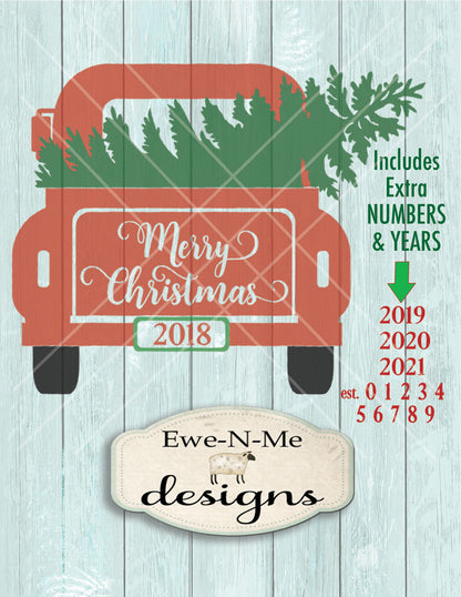 Back of Truck Merry Christmas - SVG