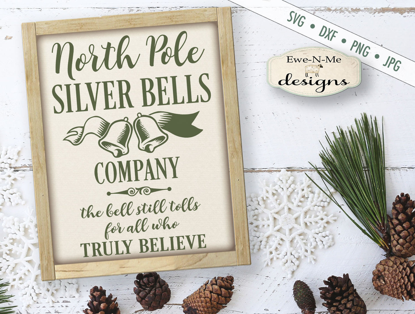 North Pole Silver Bells - Christmas - SVG
