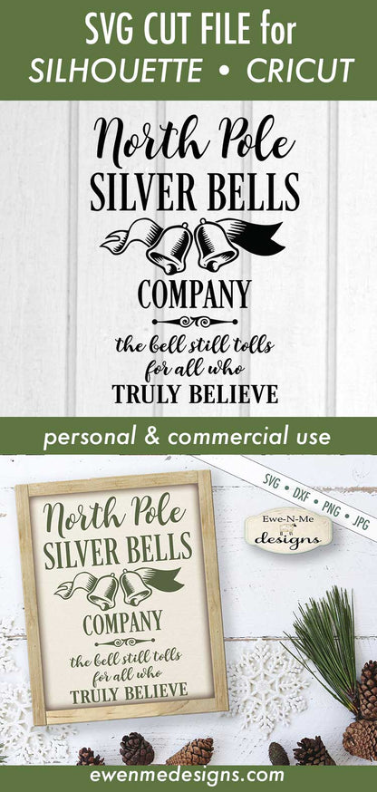 North Pole Silver Bells - Christmas - SVG