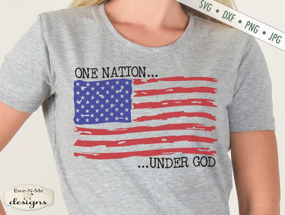 Distressed American Flag - One Nation Under God - SVG