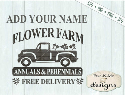 Personalized Flower Farm with Old Vintage Truck - SVG