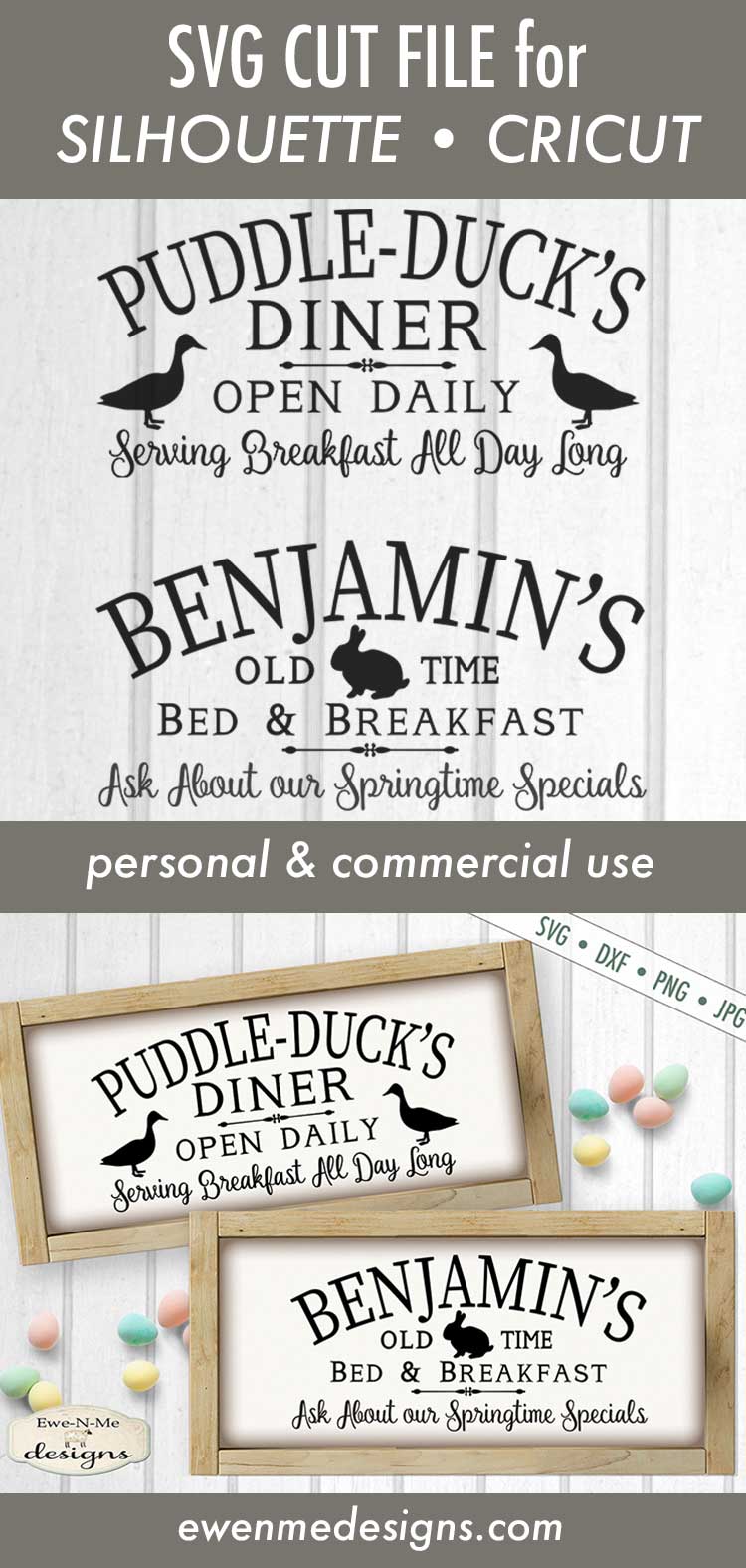 Benjamin's Bed Breakfast, Puddle-Duck's Diner - Easter - SVG