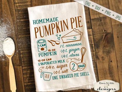 Pumpkin Pie Recipe - Fall - SVG