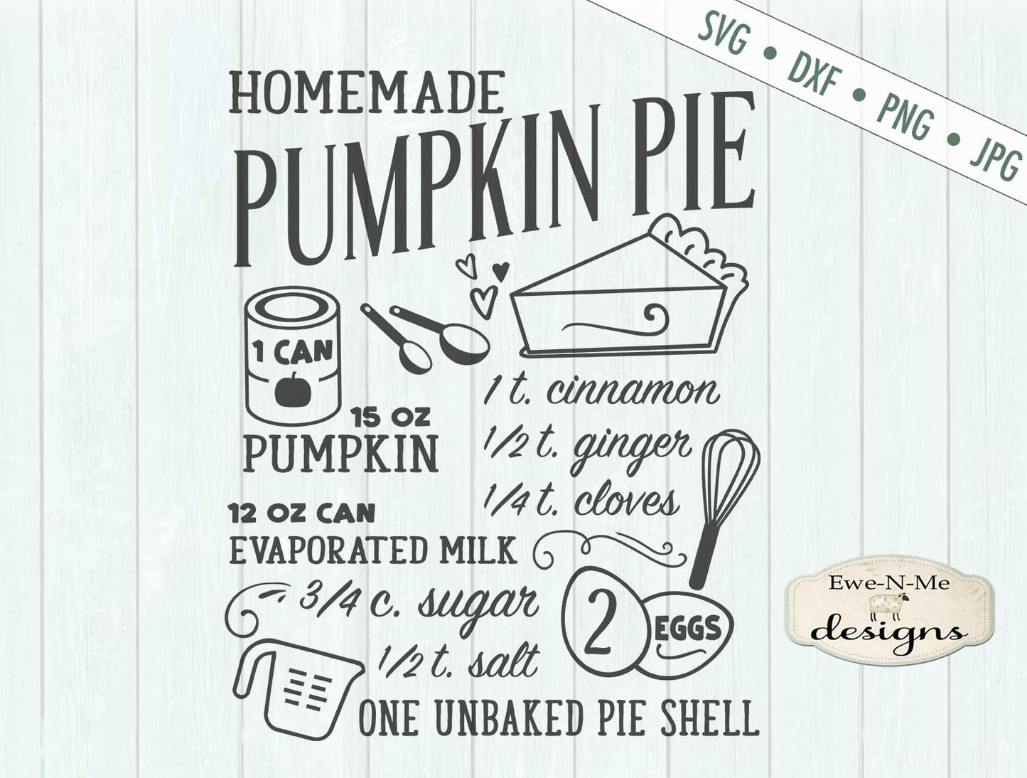 Pumpkin Pie Recipe - Fall - SVG
