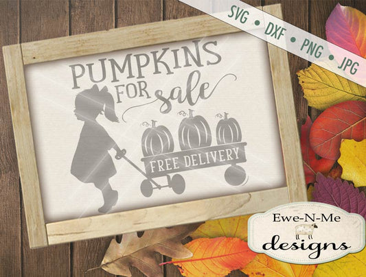 Pumpkins For Sale Wagon Girl - SVG