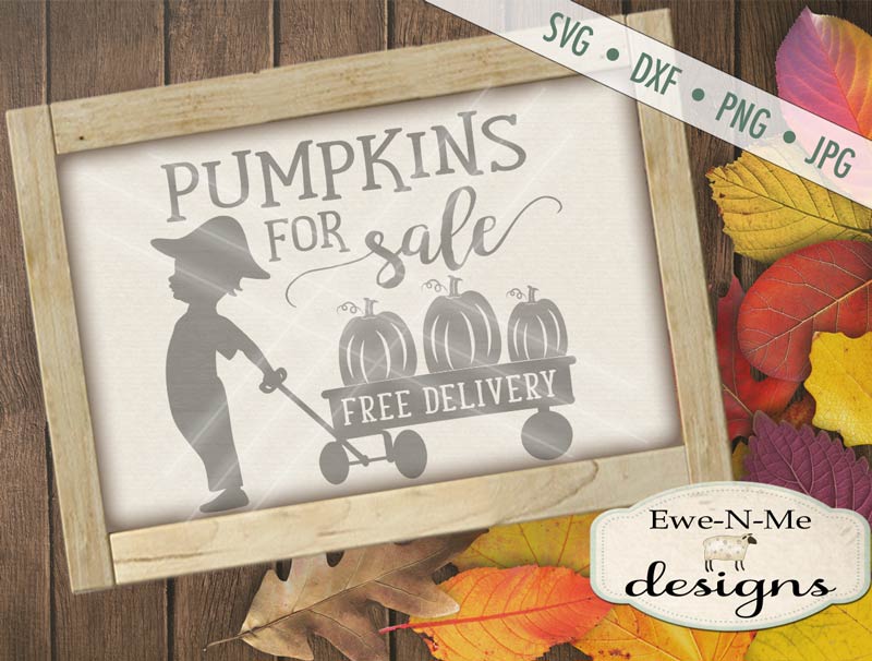 Pumpkins For Sale Wagon Boy - SVG