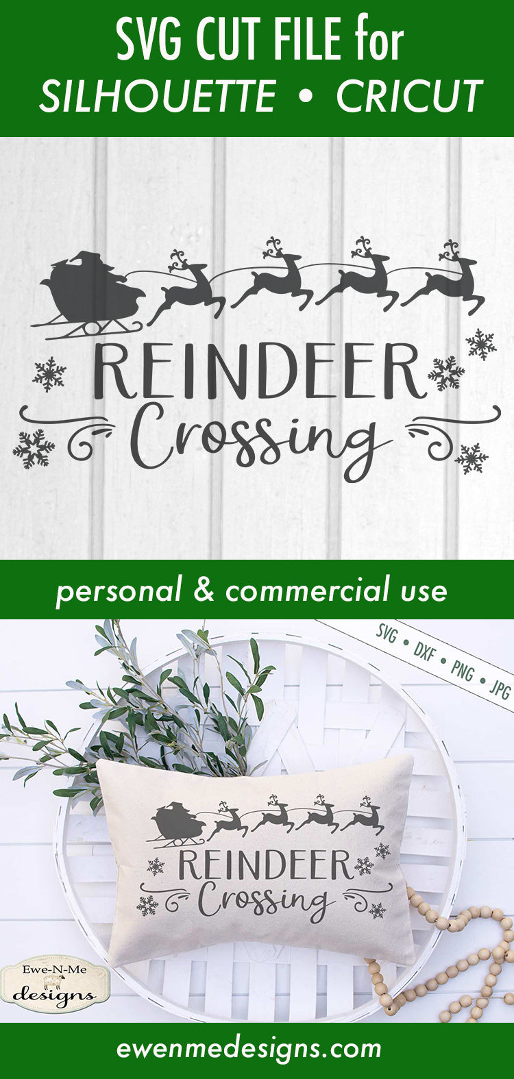 Reindeer Crossing - Santa's Sleigh - SVG