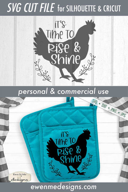 Time to Rise and Shine - Chicken - Farmhouse - SVG