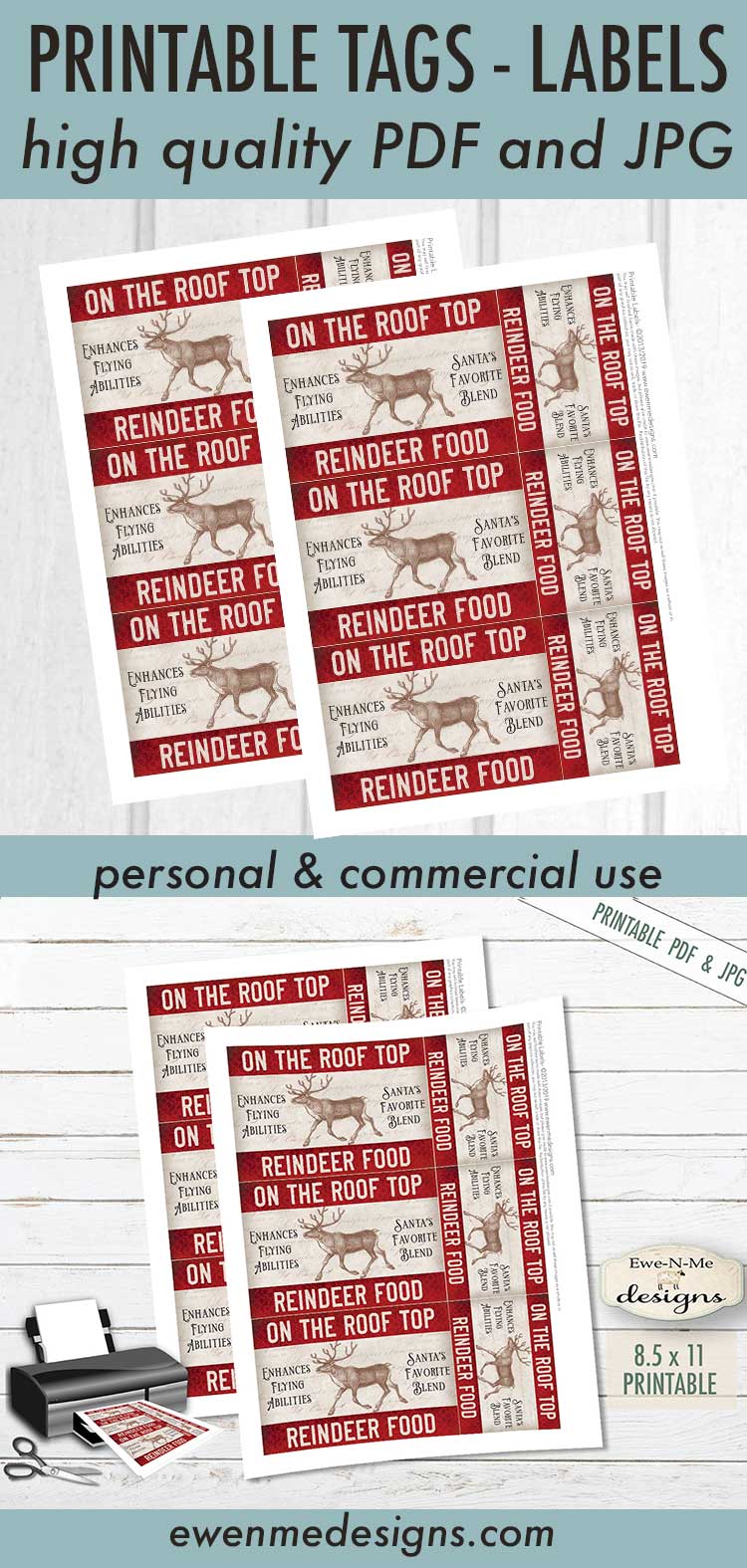 Rooftop Reindeer Food Labels - PRINTABLE