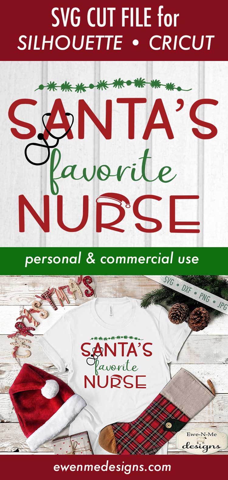 Santas Favorite Nurse - Christmas - SVG