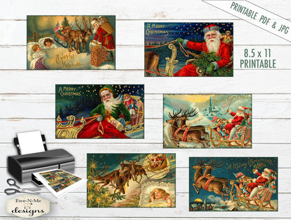 Santa's Sleigh Collage Sheet  - PRINTABLE