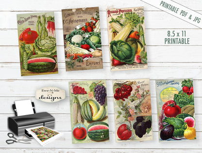 Victorian Seed Pack Collage Sheet  - PRINTABLE