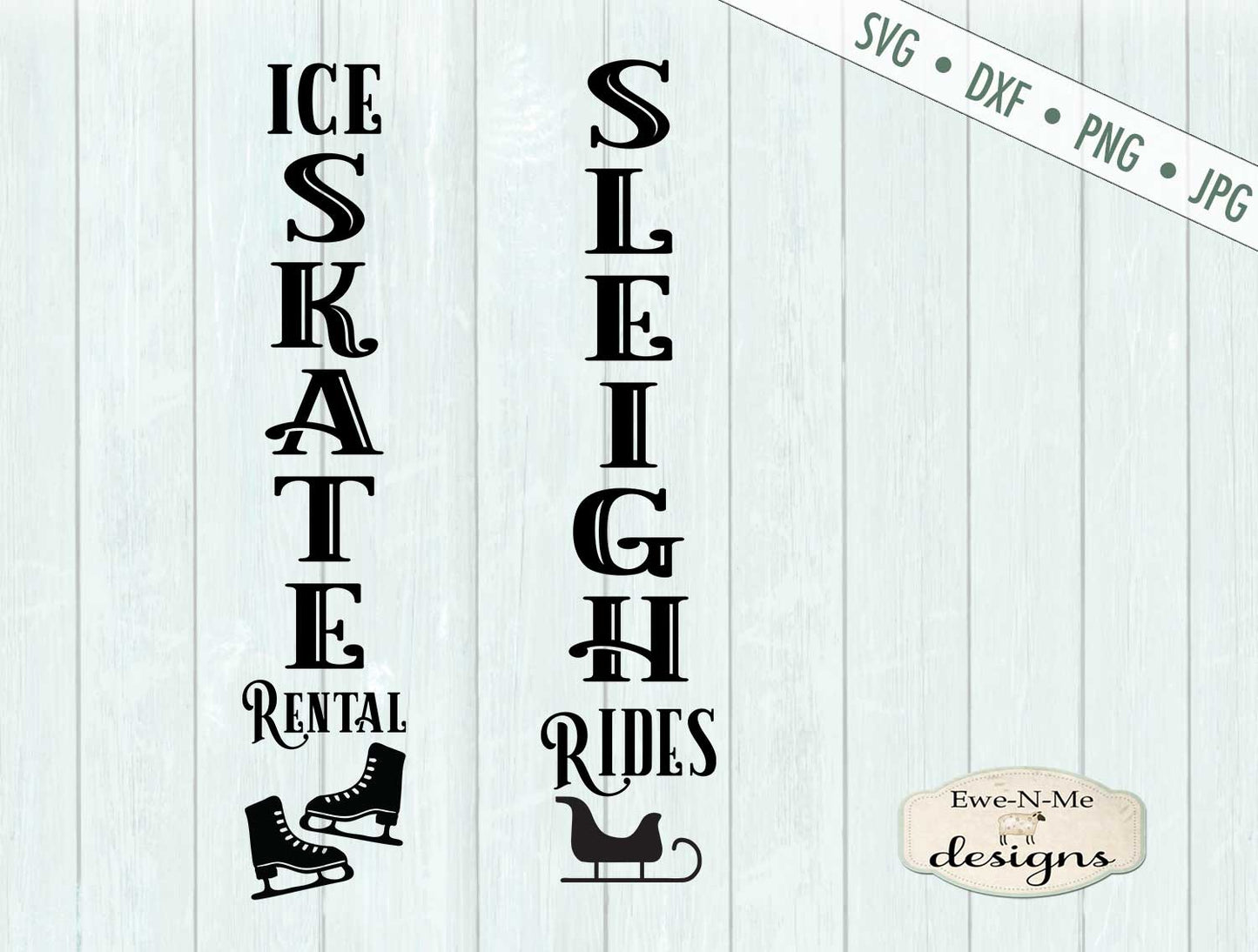 Sleigh Rides - Skate Rental - Vertical Christmas - SVG