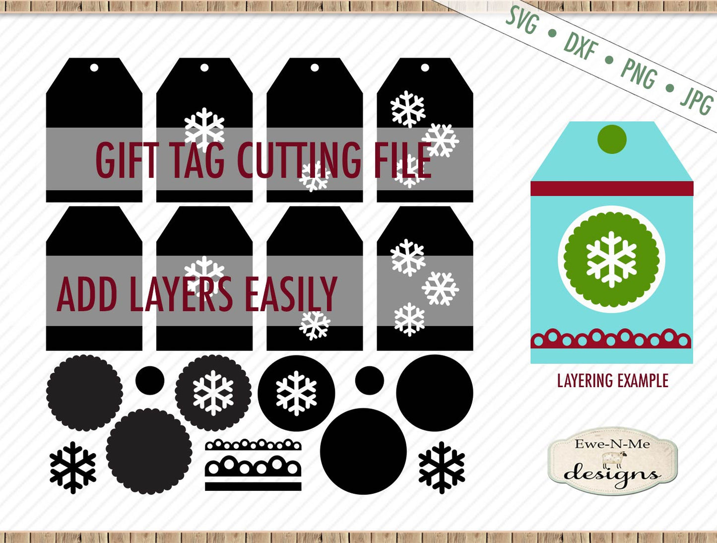 Snowflake Gift Tag Cut File - SVG