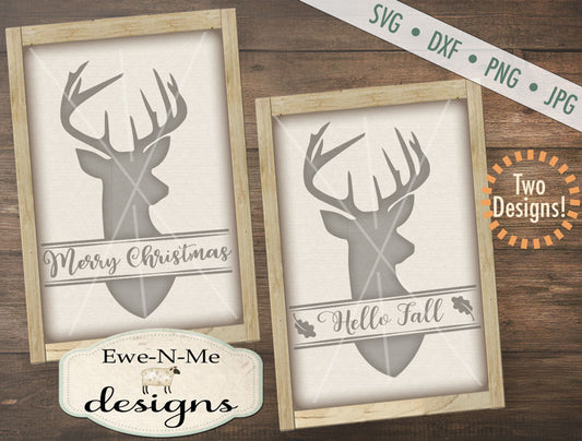 Split Deer Christmas Fall - SVG