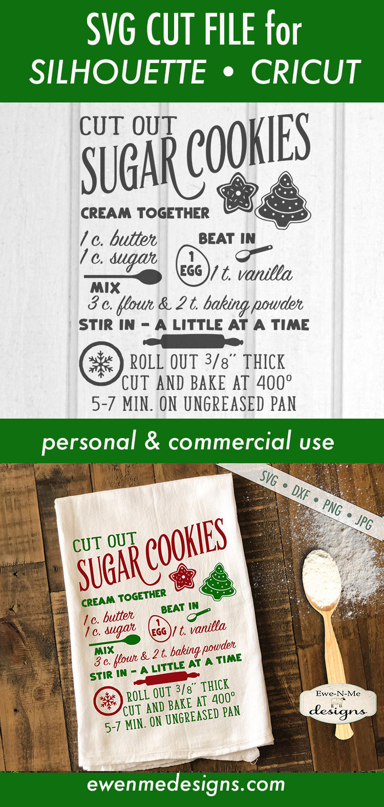 Sugar Cookie Recipe - Kitchen - Christmas - SVG
