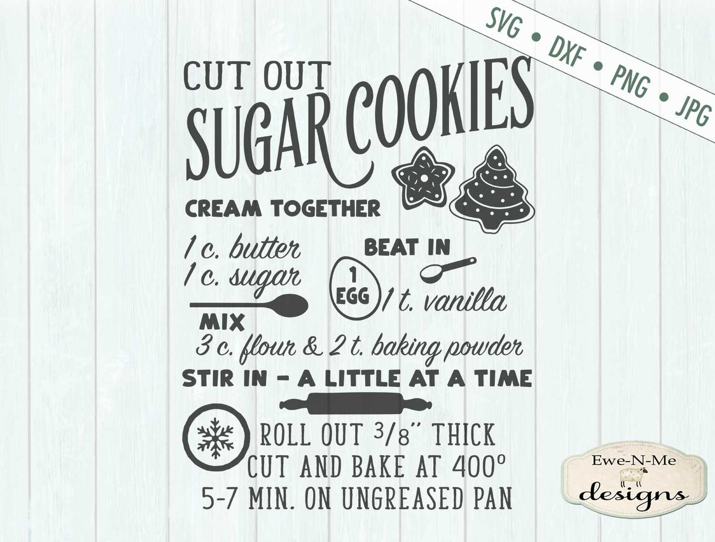 Sugar Cookie Recipe - Kitchen - Christmas - SVG