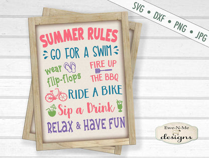 Summer Rules - Summer Sign - SVG