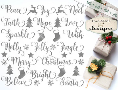 Swirly Christmas Words - SVG
