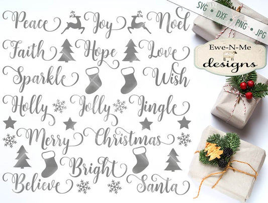 Swirly Christmas Words - SVG