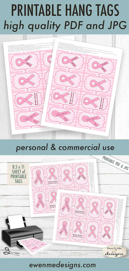 Breast Cancer Awareness Tags - PRINTABLE