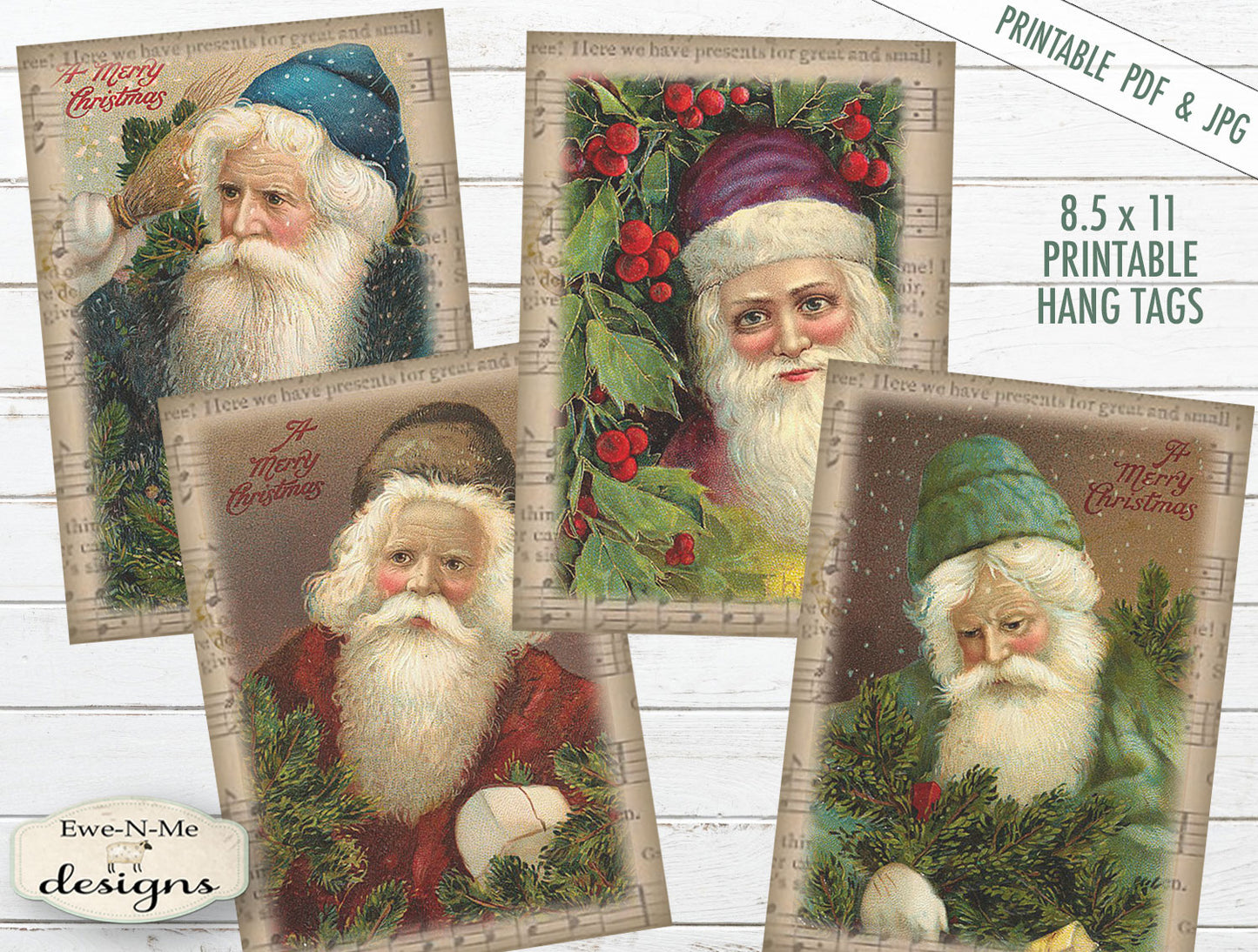Sheet Music Santa Tags - PRINTABLE