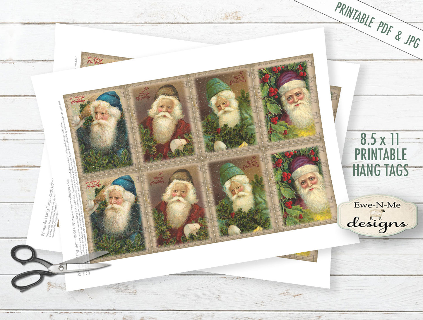 Sheet Music Santa Tags - PRINTABLE