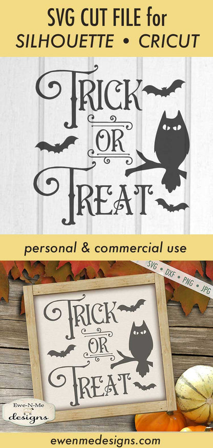Trick or Treat Owl Bats - SVG