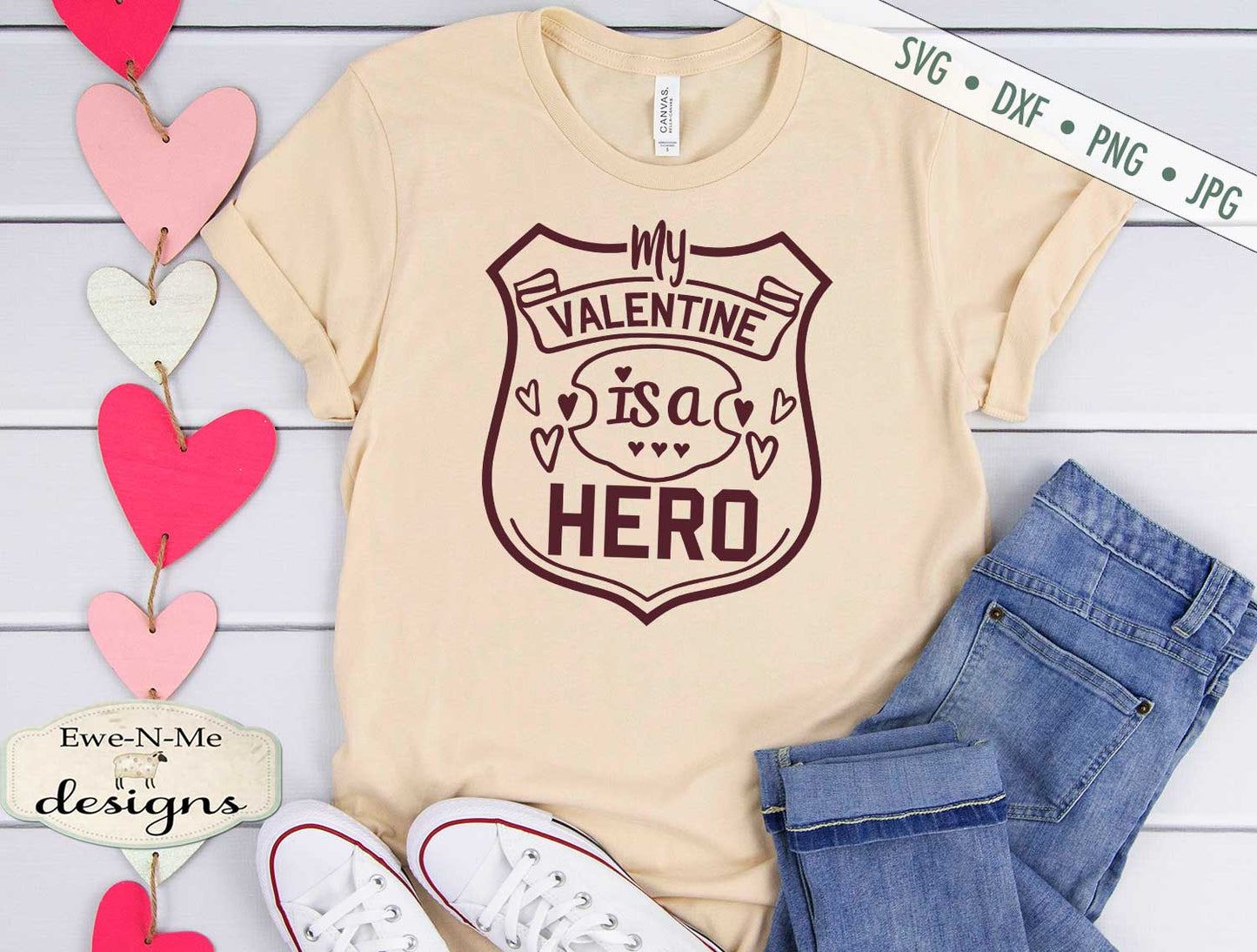 My Valentine is a Hero - Police Badge - SVG