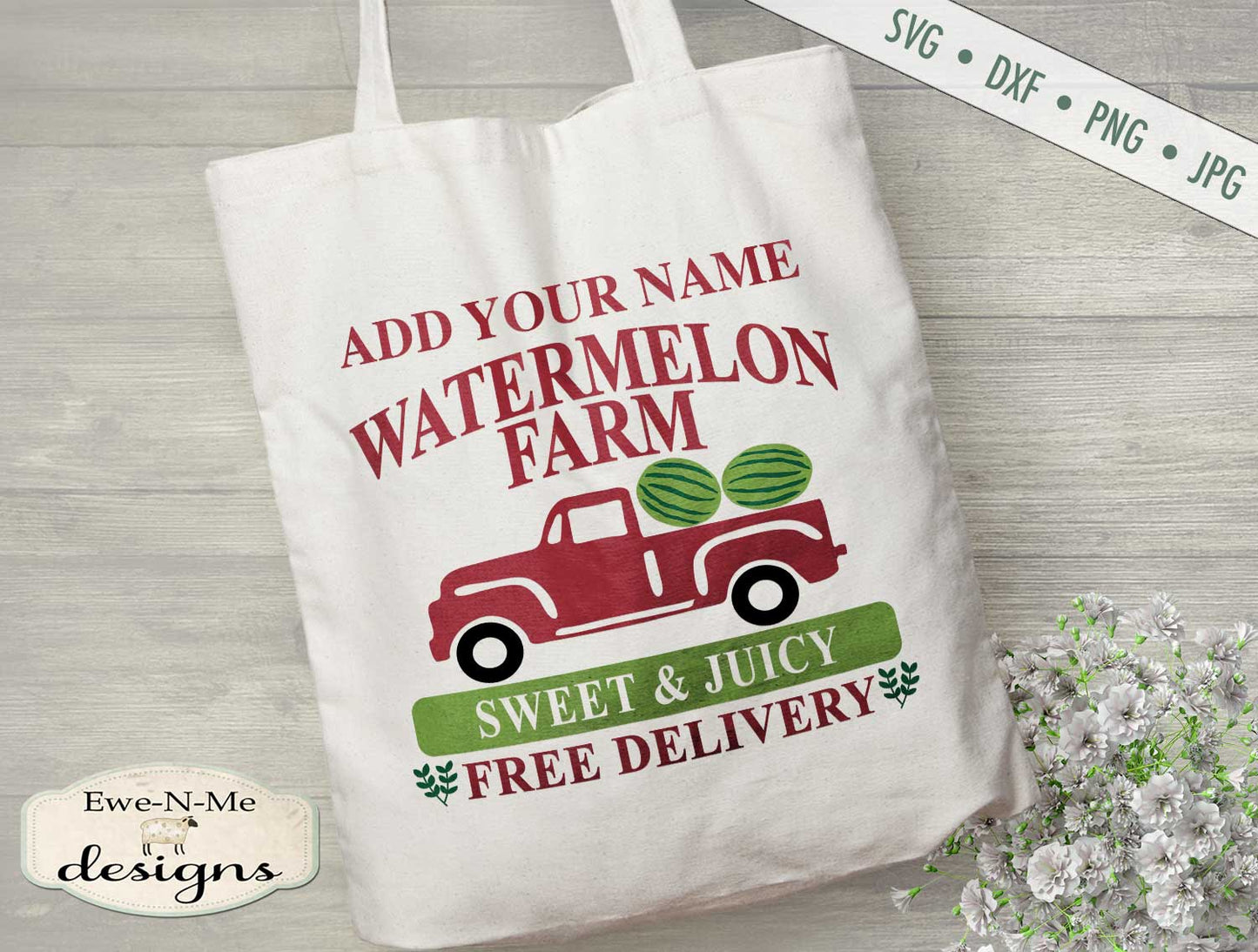 Watermelon Farm - Old Truck - Add Your Name - SVG