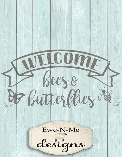 Welcome Bees and Butterflies - SVG